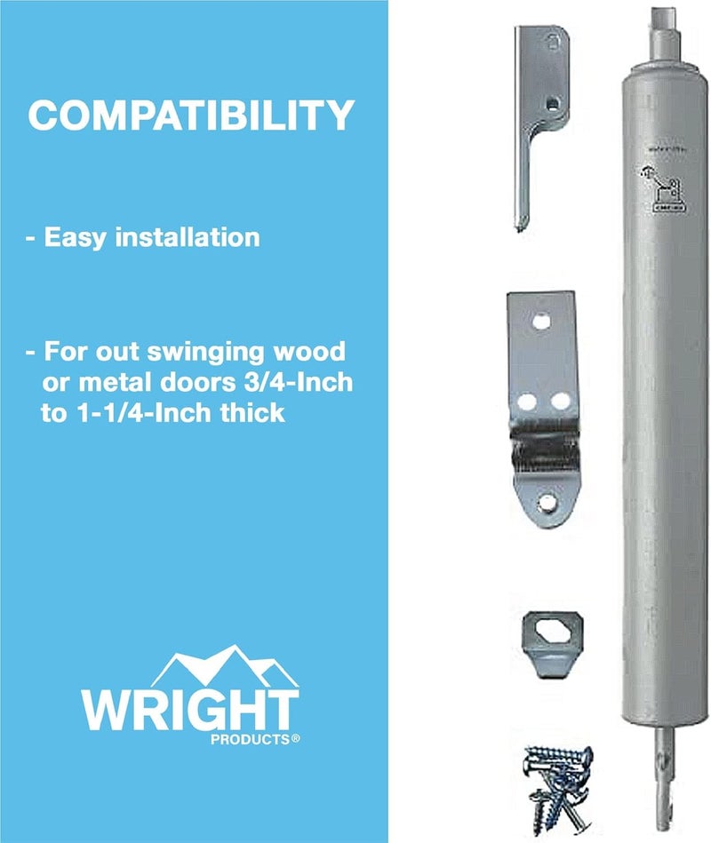 Wright Products VJ1020CAL Pneumatic Aluminum Screen Door Closer For Wood Or Metal Out Swinging Doors - Image 2